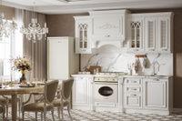 Кухонный гарнитур Монако прямая 2,40 Белый Мрамор Белый 38 мм