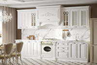 Кухонный гарнитур Монако прямая 3,60 Белый Мрамор Белый 38 мм