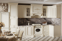Кухонный гарнитур Монако угловая 3,60х1,20 3,00х1,20+ПД600 Крем Золото Марцена 38 мм