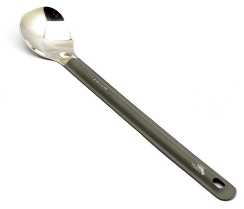 Титановая ложка с длинной ручкой и полированной чашей TOAKS, серый
