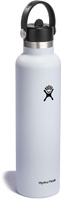 Вакуумная бутылка для воды со стандартным горлышком и гибкой соломенной крышкой — 24 эт. унция Hydro Flask, белый