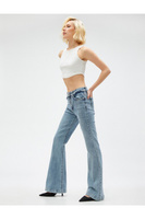 Джинсы-клеш с высокой талией – джинсы Victoria Flare Fit Koton, синий
