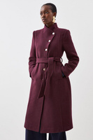 Итальянское шерстяное пальто миди с поясом и пуговицами Manteco Karen Millen, красный