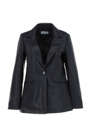 Модный однобортный пиджак Lucia' из натуральной кожи Ashwood Leather, черный