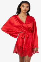 Атласный и кружевной халат Rosie Wolf & Whistle, красный