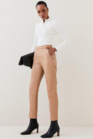 Кожаные брюки с пуговицами Karen Millen, коричневый