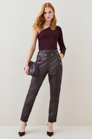 Кожаные брюки с пуговицами Karen Millen, фиолетовый