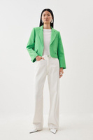 Приталенный пиджак из фактурного крепа с вырезом Karen Millen, зеленый