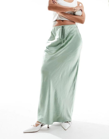 Атласная юбка макси с кулиской на талии 4th & Reckless темно-зеленого цвета