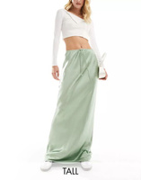 Эксклюзивная атласная юбка макси с кулиской на талии 4th & Reckless темно-зеленого цвета
