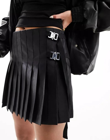 Черная теннисная мини-юбка Miss Sixty с ремешками