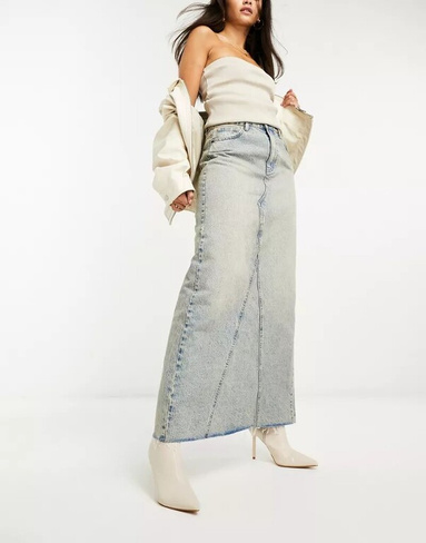Джинсовая юбка макси в винтажном стиле Stradivarius