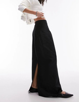 Черная юбка макси из технического материала с завышенной талией Topshop