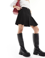 Vero Moda – элегантная короткая плиссированная юбка черного цвета с пряжкой