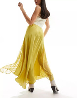 Золотисто-желтая юбка макси с кружевными вставками Free People