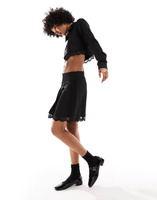 Черная кружевная плиссированная юбка adidas Originals Dark Varsity