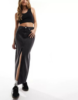 Черная джинсовая юбка макси с разрезом спереди Calvin Klein