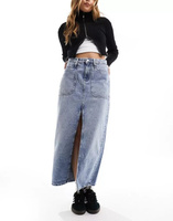 Светлая джинсовая юбка макси Calvin Klein с разрезом спереди и практичным дизайном