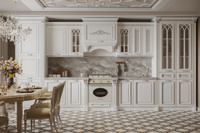 Набор кухонный Монако П1Ф прямой 4,70 Кухня 2,9+ПД750+ПС1050 Белый, Серебро, Паладина светлая 48мм