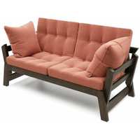 Садовый диван кушетка Soft Element Моди, розовый венге, деревянный, раскладной, подушки, на террасу, на веранду, для дач