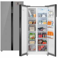 Отдельностоящий холодильник с инвертором Weissgauff WSBS 500 Inverter NoFrost Inox Glass Side by Side двухдверный, Мощно