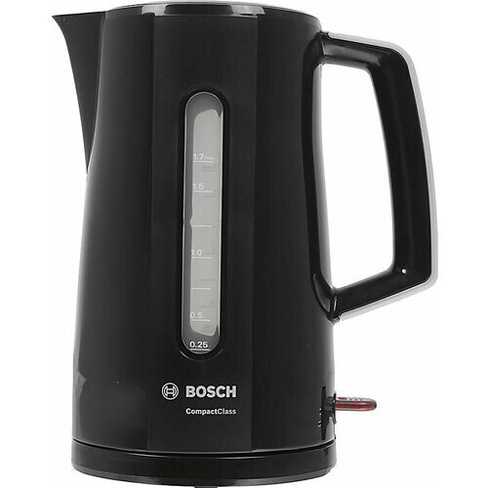 Чайник BOSCH/ Чёрный, 2400 Вт, 1.7 л, плоский нагревательный элемент