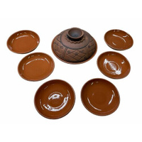 Набор глиняной керамической посуды блинный (молочение)(блинница, 3 тарелки) Кунгурская керамика