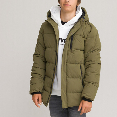 Куртка стеганая утепленная с капюшоном 10-18 лет 12 лет -150 см зеленый