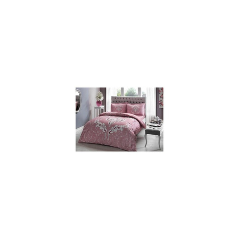 Комплект постельного белья из хлопкового атласа Tac Romy, двойной, розовый