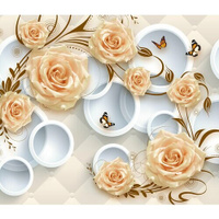 Моющиеся виниловые фотообои GrandPiK Мелкие розы и кольца 3D, 300х260 см GrandPik