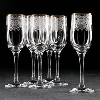 Набор бокалов для шампанского 'Боярский', стеклянный, 200 мл, 6 шт