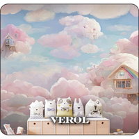 Флизелиновые фотообои Verol розовые облака 400x283 см, розовый, 4 полосы