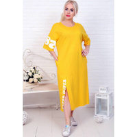 Платье женское №32005 кулирка карде (последний размер) желтый 52,64