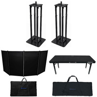 Пакет диджея с черной фасадной будкой + сумка + 2) стойки тотема + складной регулируемый стол диджея Rockville RFAAC+RTB
