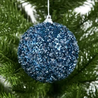 Елочное украшение Шар с синими блестками Christmas ø8 см цвет синий Без бренда None