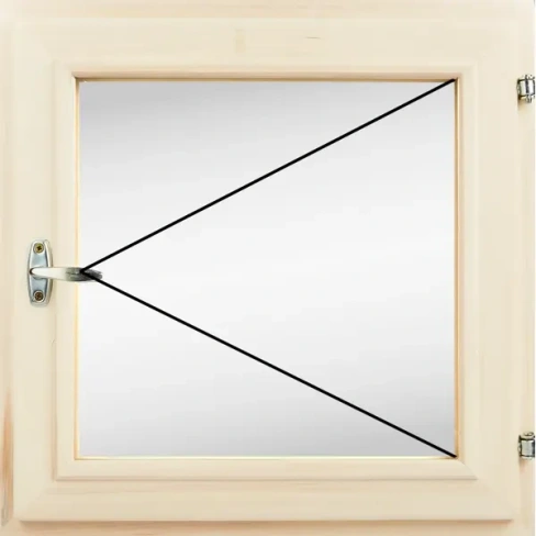 Окно для бани деревянное одностворчатое Липа 500x500 мм (ВхШ) поворотное однокамерный стеклопакет цвет натуральный Без б