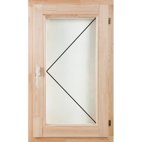 Окно деревянное одностворчатое сосна 960x580 мм (ВхШ) поворотное однокамерный стеклопакет цвет натуральный Без бренда No