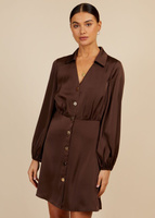 Little Mistress Атласное мини-платье шоколадно-коричневого цвета от Vogue Williams