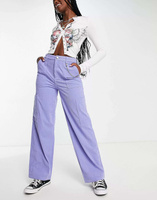 Пурпурные брюки карго с завышенной талией и цепочкой ONLY