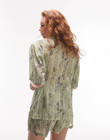 Прозрачная рубашка с точечным принтом Topshop и короткая пижама шалфейного цвета