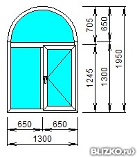 Арочное Окно ПВХ Bio 1300x1950 две створки