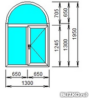 Арочное Окно ПВХ Bio 1300x1950 двухстворчатое