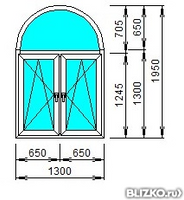 Арочное Окно ПВХ четырехкамерное Bio 1300x1950 двустворчатое