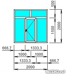 Окно ПВХ двухкамерное Exprof 2000х2000 трехстворчатое