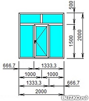 Окно ПВХ двухкамерное Exprof 2000х2000 трехстворчатое