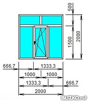 Окно ПВХ Exprof 2000x2000 двухкамерное трехстворчатое