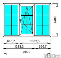 Окно ПВХ однокамерное Exprof Practika 58 2000x1400 трехстворчатое