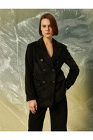 Вельветовый двубортный пиджак Koton, черный
