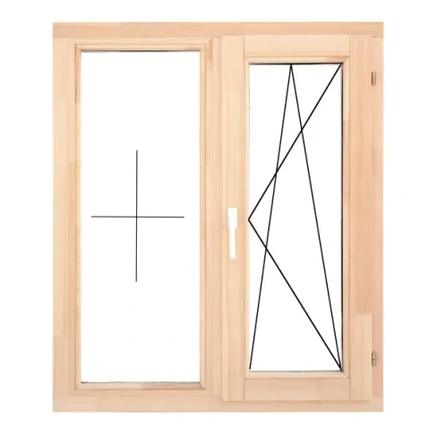 Окно деревянное двустворчатое сосна 1160x1170 мм (ВхШ) однокамерный стеклопакет цвет натуральный Без бренда None