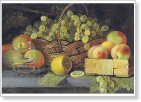 Репродукция картины Хруцкий И.Ф. Натюрморт с яблоками виноградом и лимоном